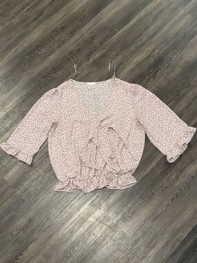 Sienna Sky Pink Floral Ruffle Wrap Top